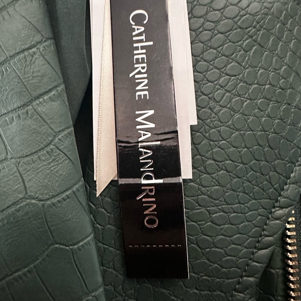 Catherine Malandrino Dark Green Croc-Embossed Moto Jacket - Picture 6 of 10